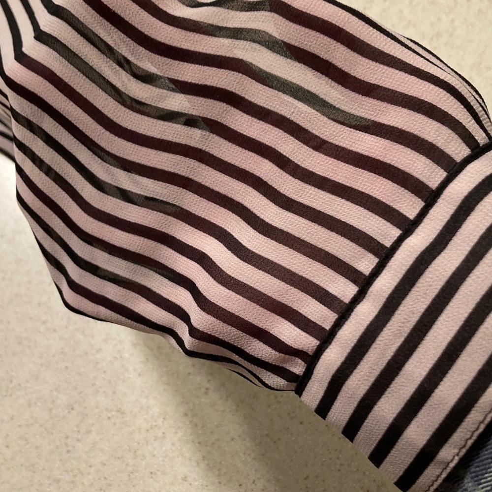 LOFT Petites Sheer Striped Button-Up Blouse Women Size SP - Picture 12 of 12
